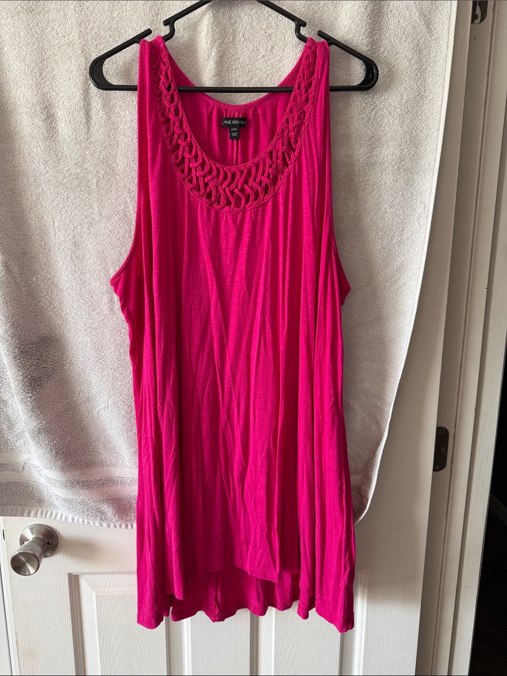 Lane Bryant Bright Pink Crochet-Neck Tank